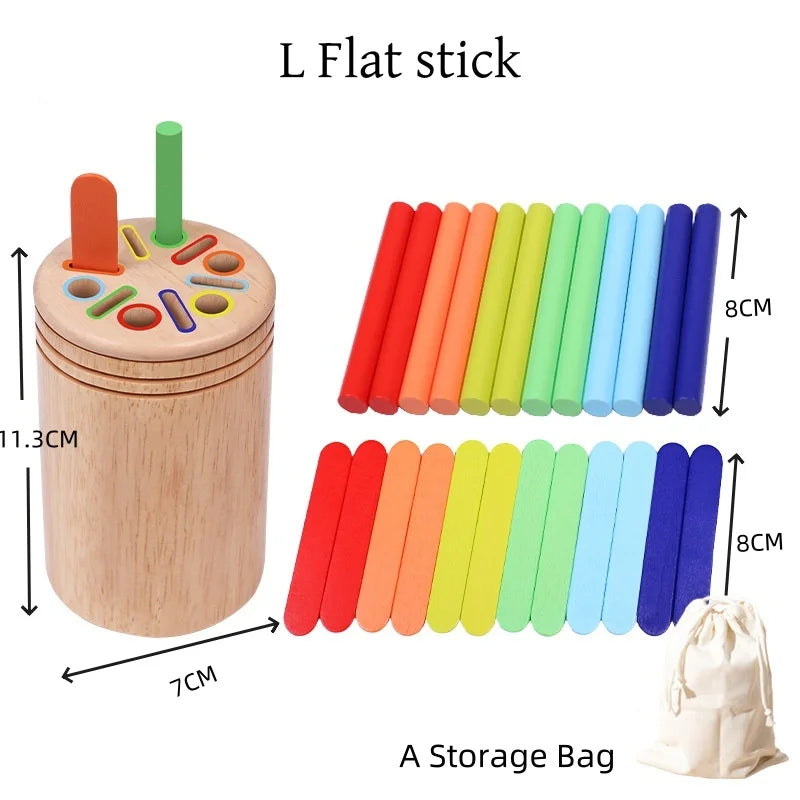Montessori Wooden Toys Color Sorting Fine Motor Toys Shape Matching Sensory Toys Early Educational Puzzle Toys for Toddlers