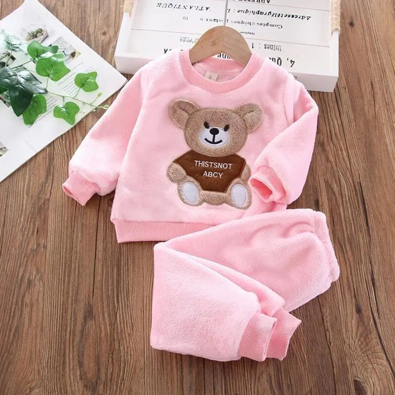 Baby Fleece Hooded Outfit Set