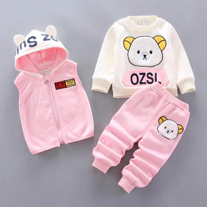 Baby Fleece Hooded Outfit Set