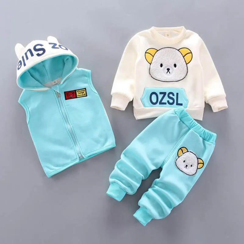 Baby Fleece Hooded Outfit Set