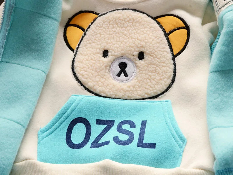 Baby Fleece Hooded Outfit Set