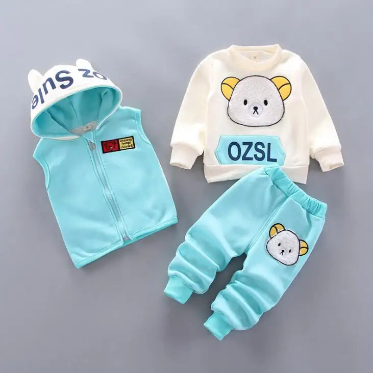 Baby Fleece Hooded Outfit Set