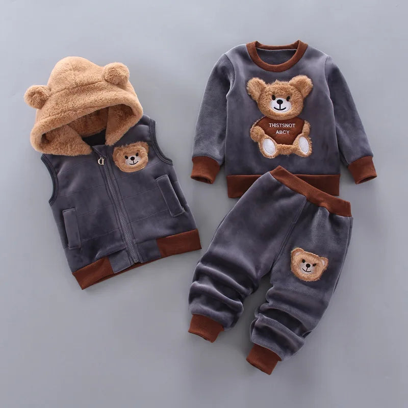Baby Fleece Hooded Outfit Set