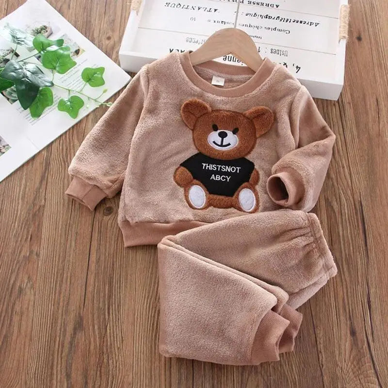 Baby Fleece Hooded Outfit Set