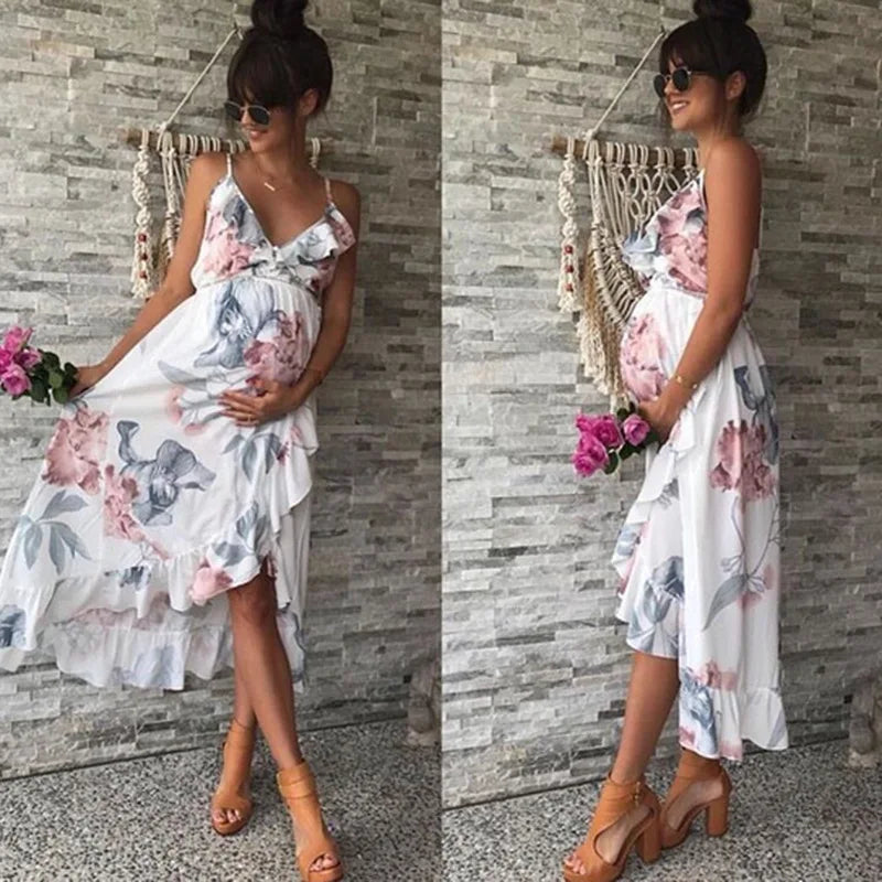 Maternity Ruffle Maxi Dress