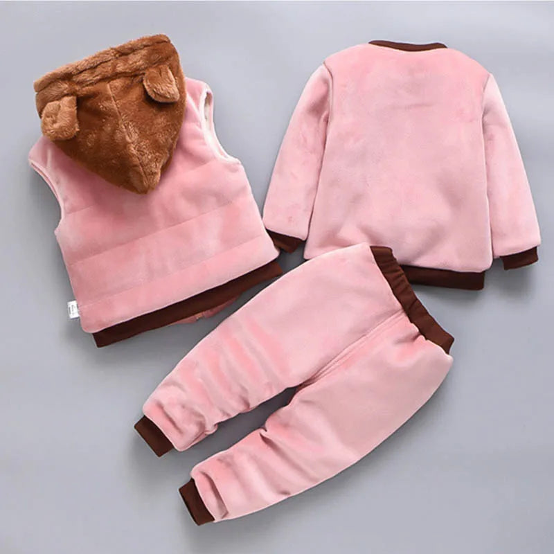 Baby Fleece Hooded Outfit Set