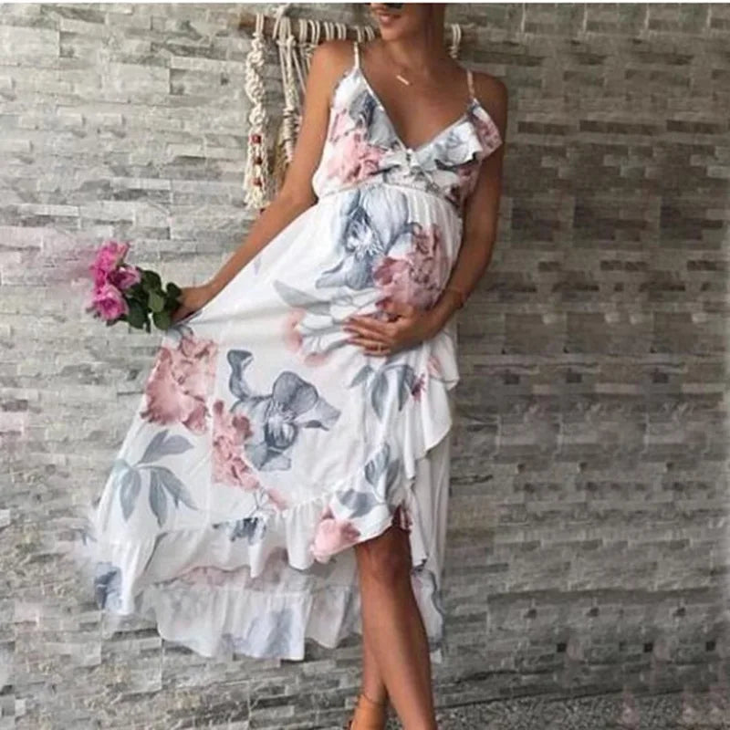 Maternity Ruffle Maxi Dress