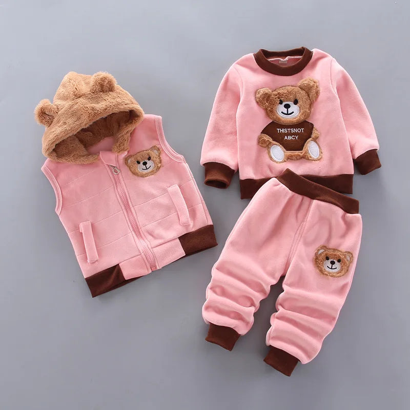 Baby Fleece Hooded Outfit Set
