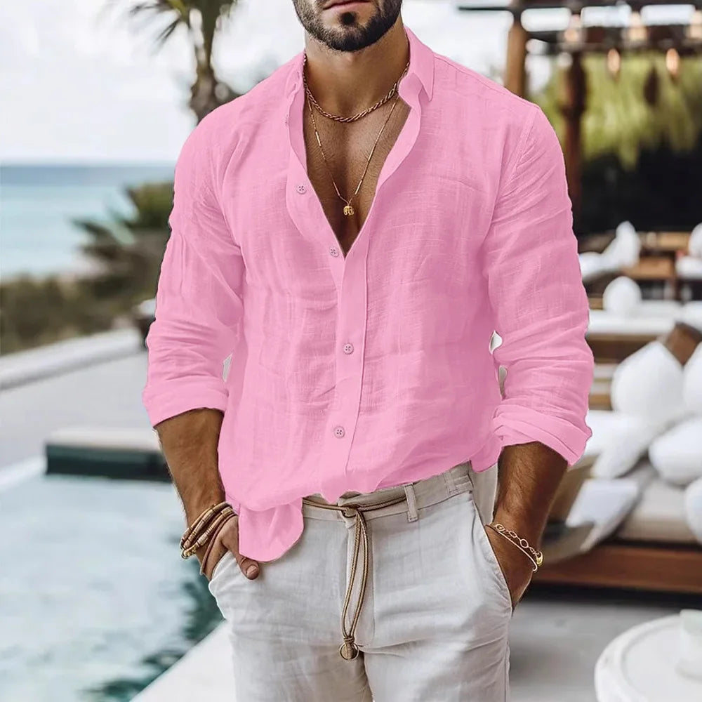 Men's Cotton Linen Beach Shirt