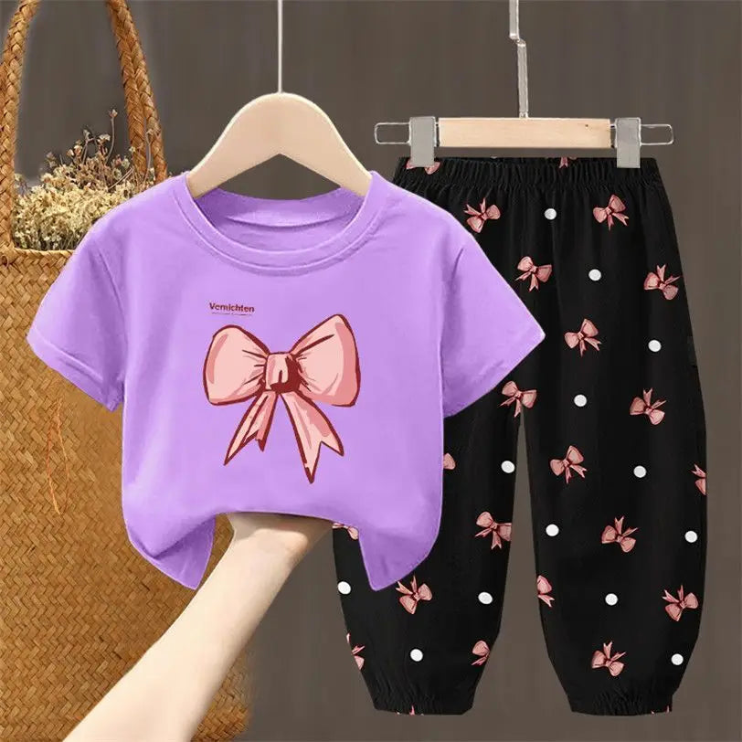 Girls Summer T-Shirt & Pants Set – 2PCS Toddler Outfit