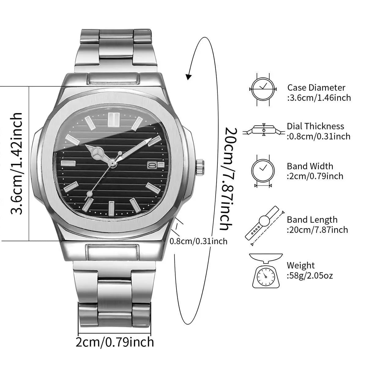 Men's Luxury Square Dial Quartz Watch