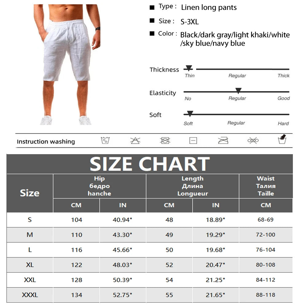 Men's Cotton Linen Drawstring Shorts