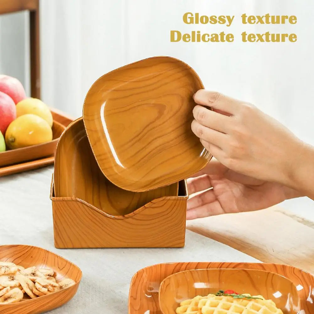 Japanese Wood Grain Square Plate