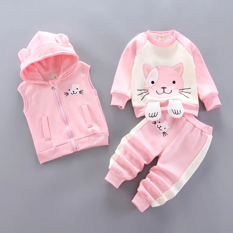 Baby Fleece Hooded Outfit Set