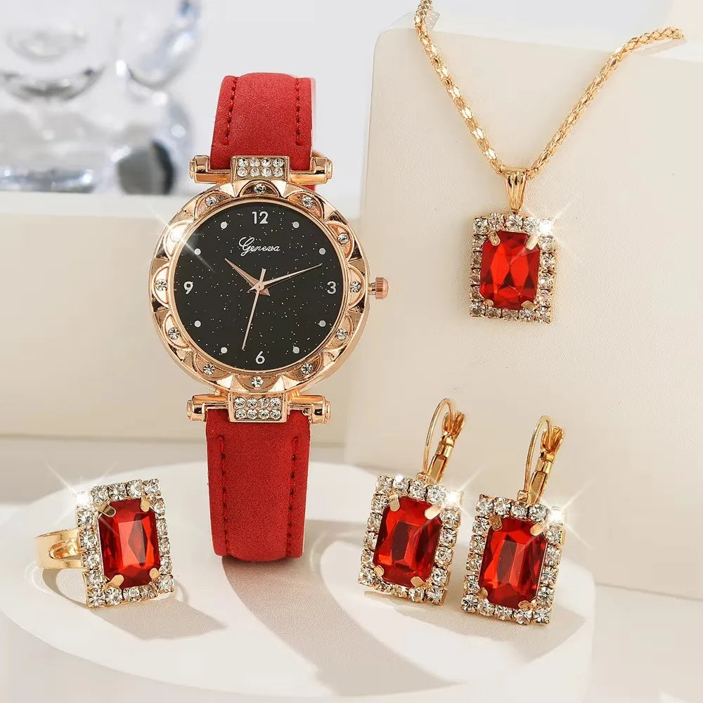 Women's Rhinestone Watch & Bracelet Set