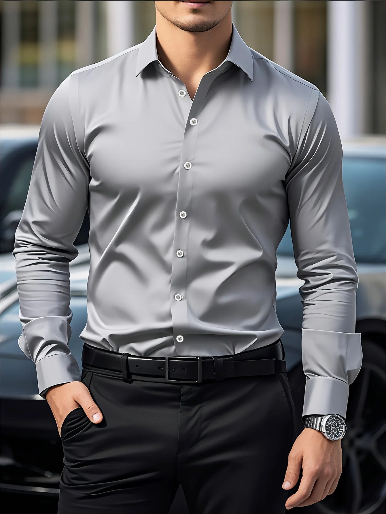 Men's Long Sleeve Stretch Shirt