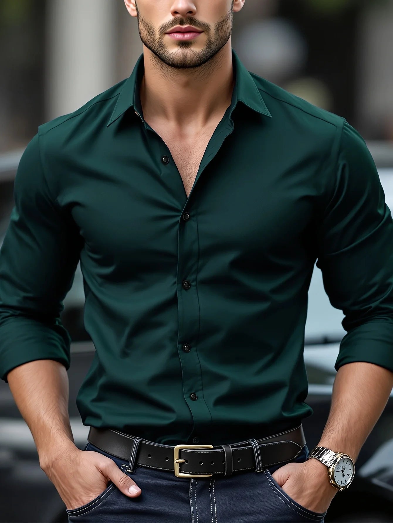 Men's Long Sleeve Stretch Shirt