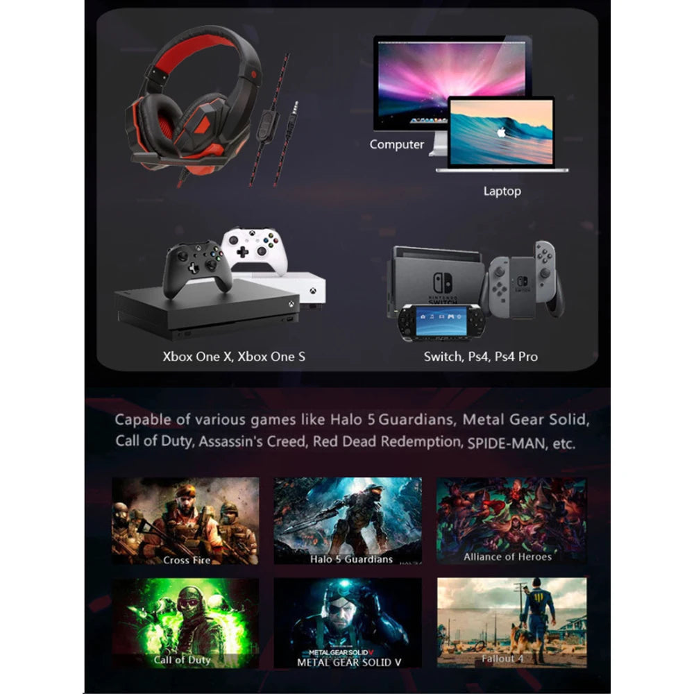 Multi-Platform Gaming Headset with Mic