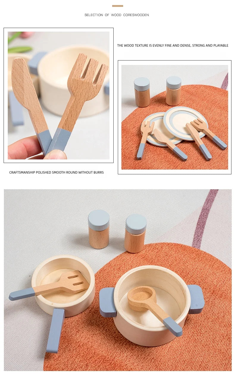 Wooden Kids Kitchen Play Set