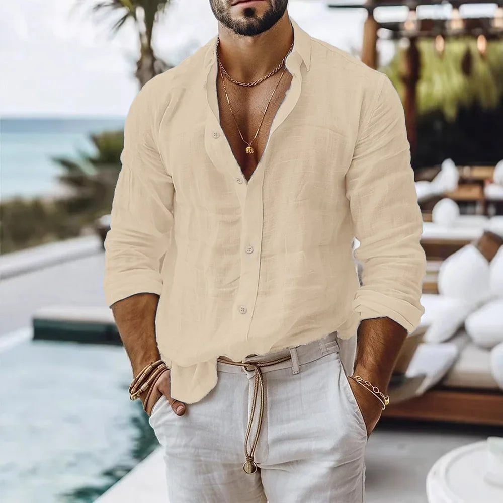Men's Cotton Linen Beach Shirt