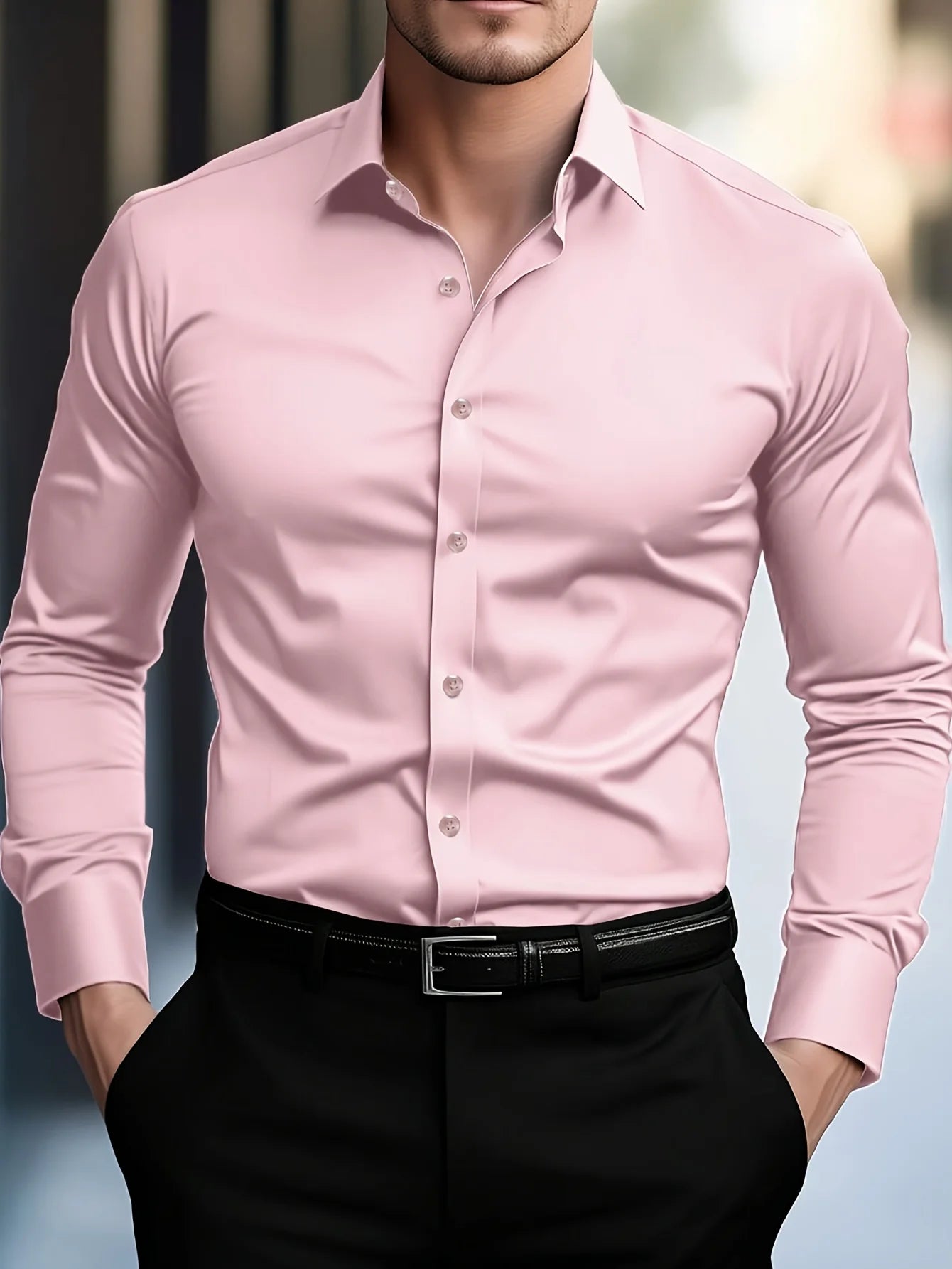 Men's Long Sleeve Stretch Shirt