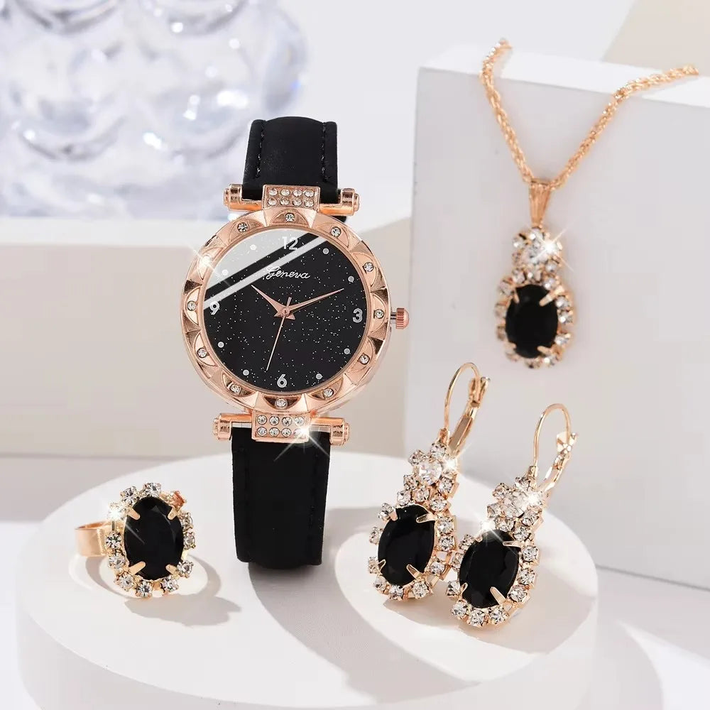 Women's Rhinestone Watch & Bracelet Set