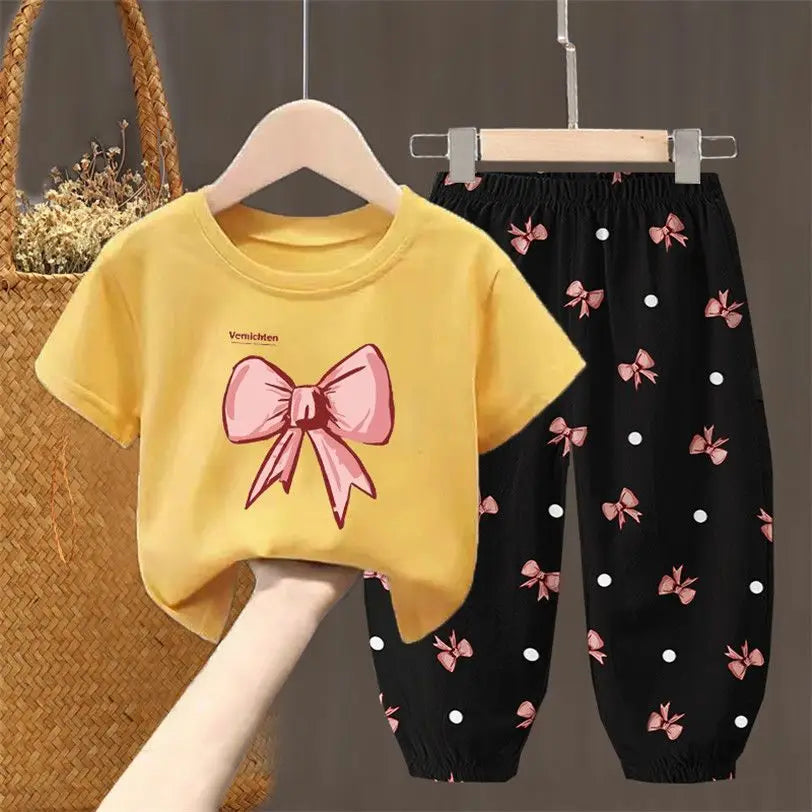 Girls Summer T-Shirt & Pants Set – 2PCS Toddler Outfit