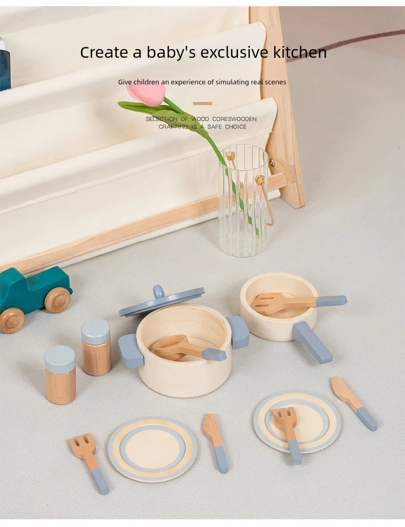 Wooden Kids Kitchen Play Set