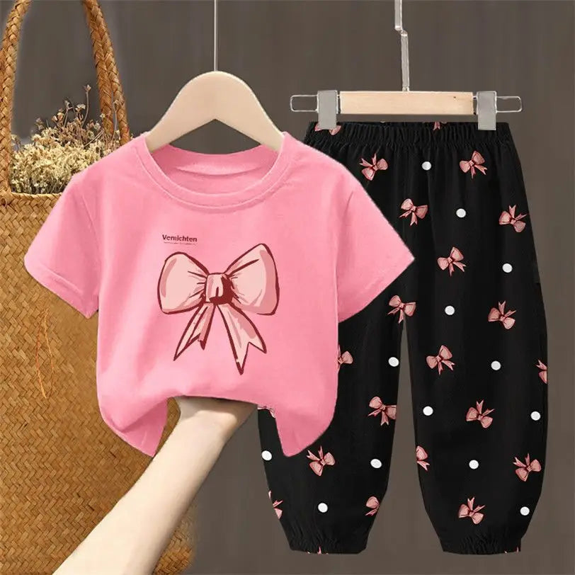 Girls Summer T-Shirt & Pants Set – 2PCS Toddler Outfit