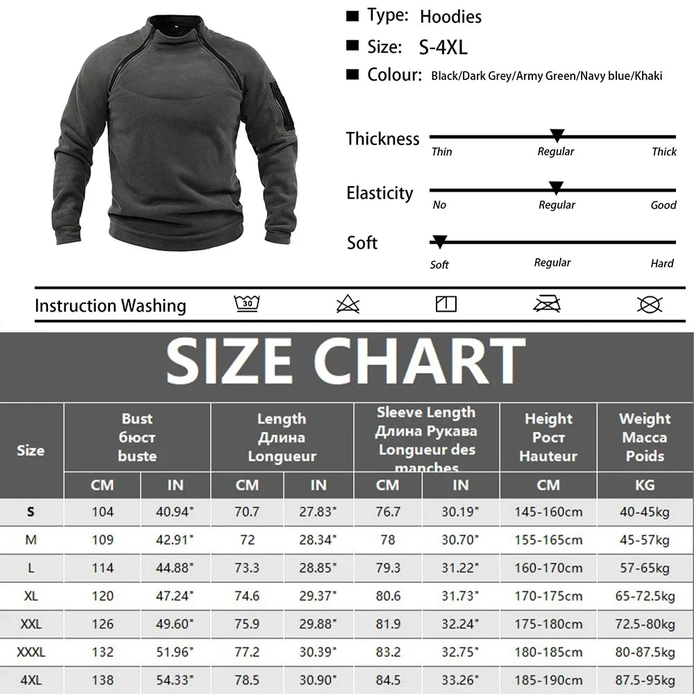 Men's Tactical Fleece Pullover Hoodie