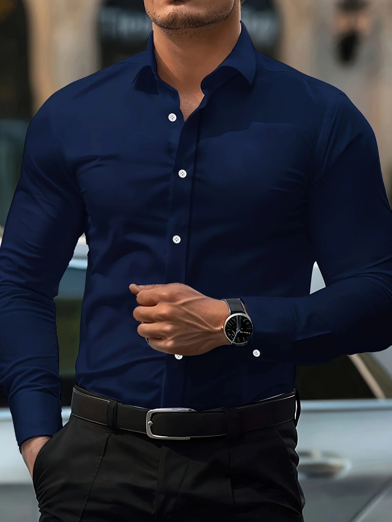 Men's Long Sleeve Stretch Shirt