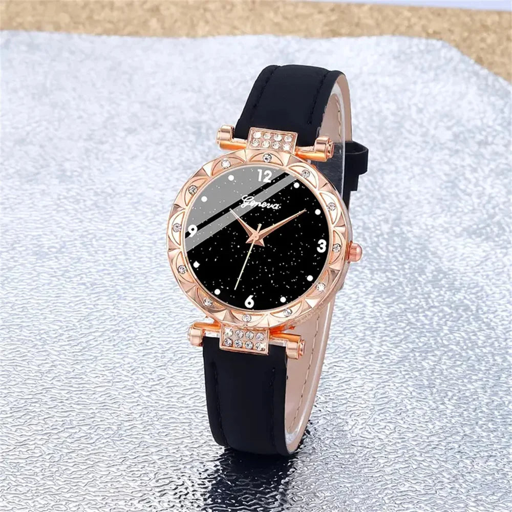 Women's Rhinestone Watch & Bracelet Set