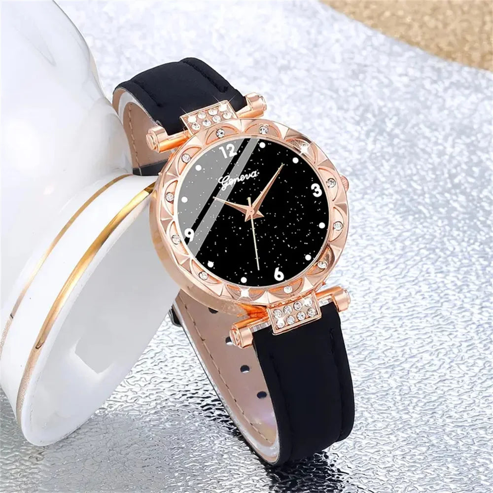Women's Rhinestone Watch & Bracelet Set
