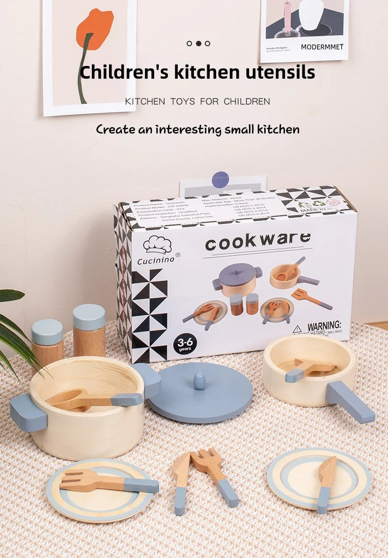 Wooden Kids Kitchen Play Set