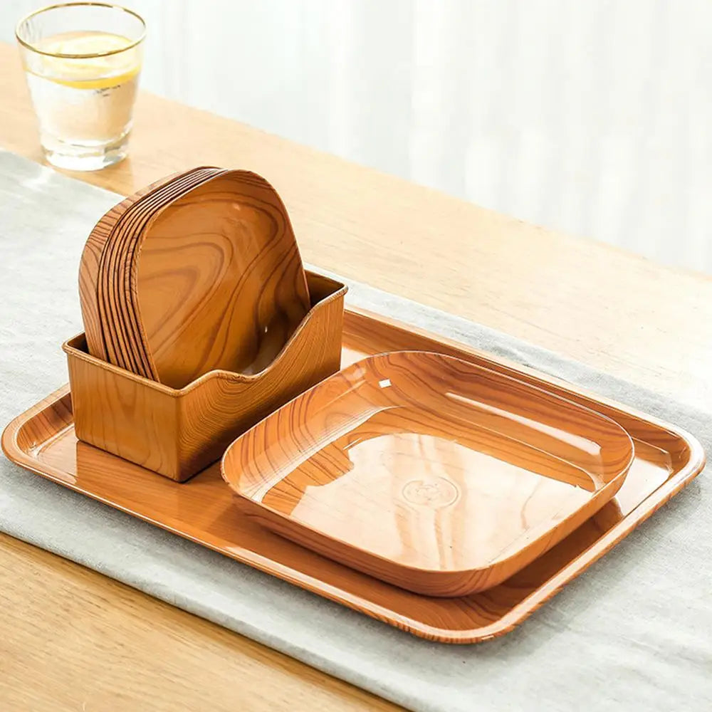 Japanese Wood Grain Square Plate