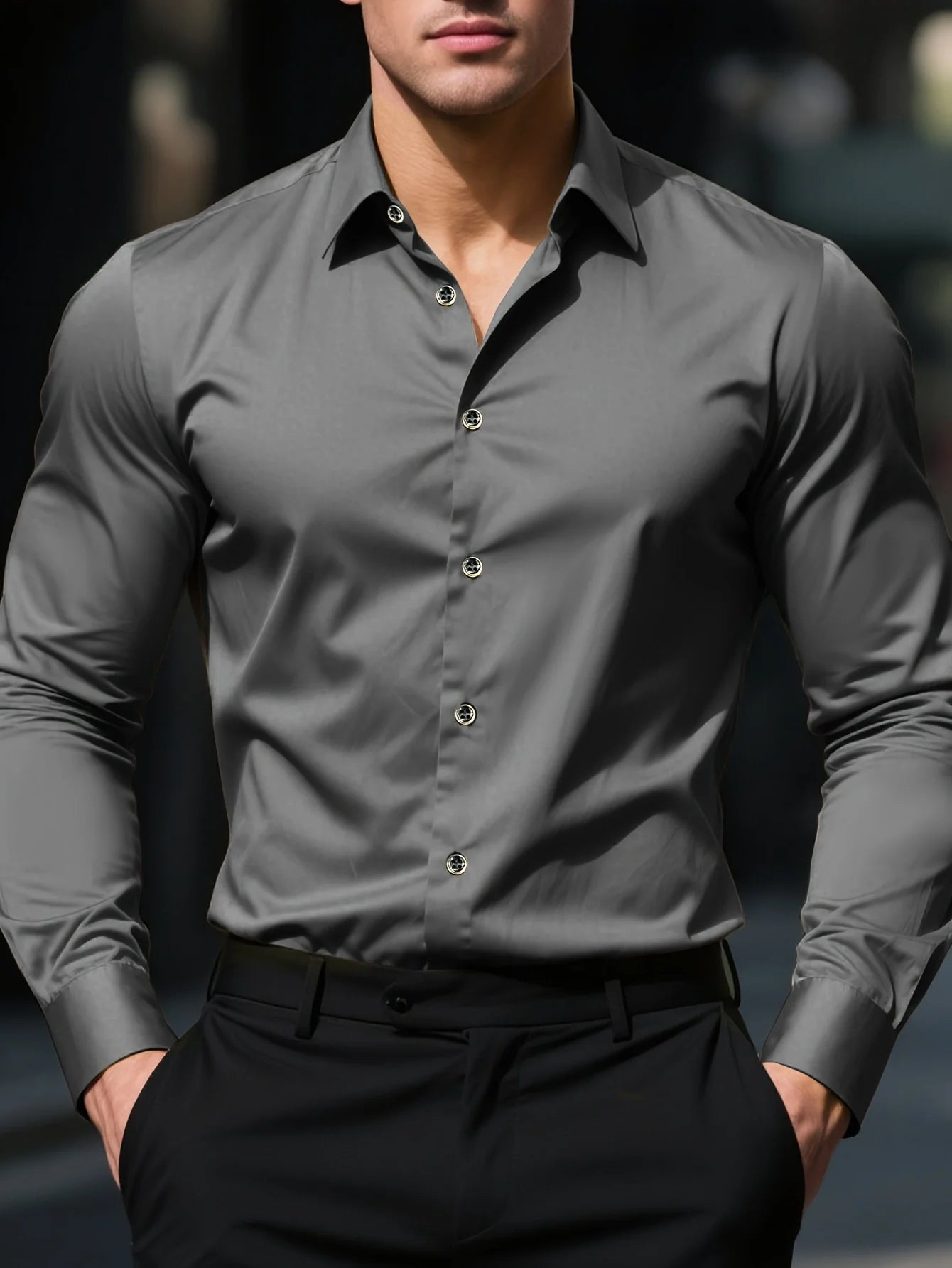 Men's Long Sleeve Stretch Shirt