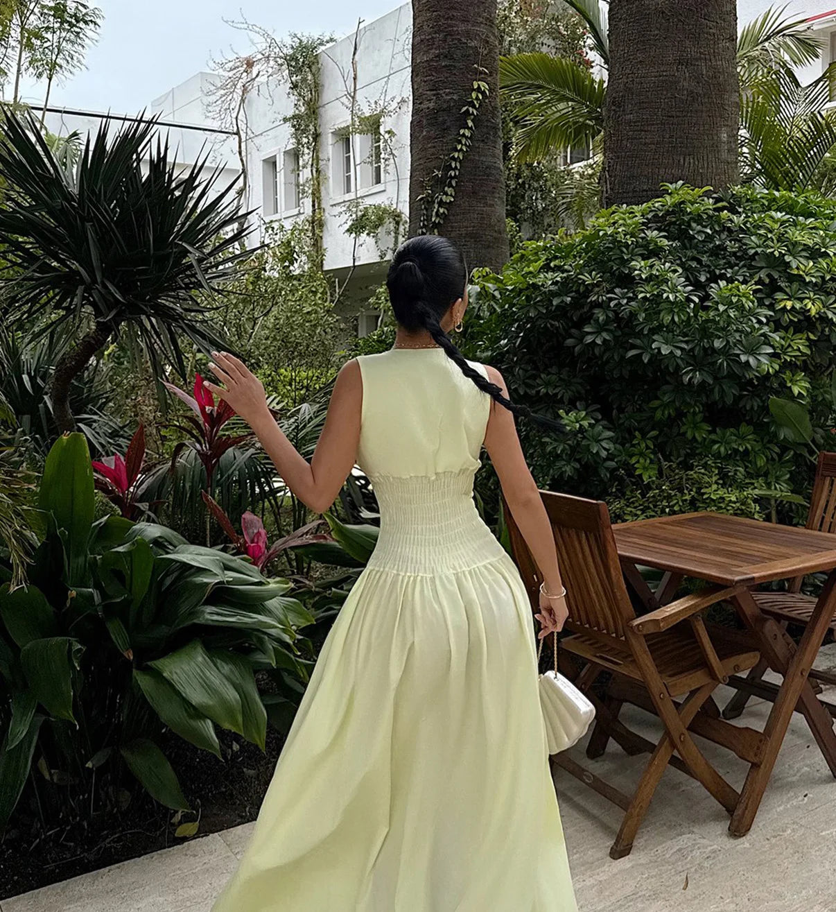 Women's Sleeveless V-Neck Maxi Dress – Elastic Waist