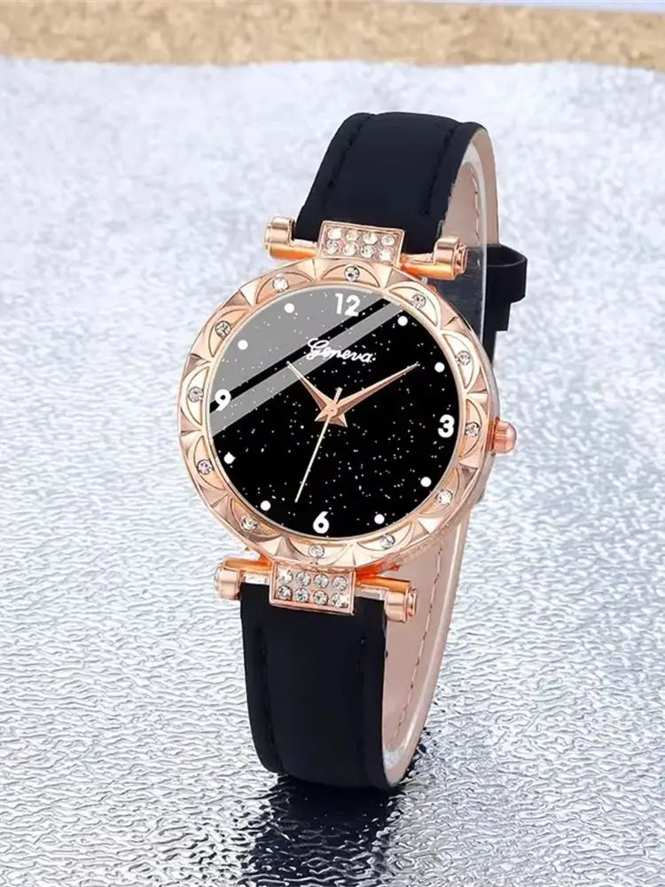 Women's Rhinestone Watch & Bracelet Set