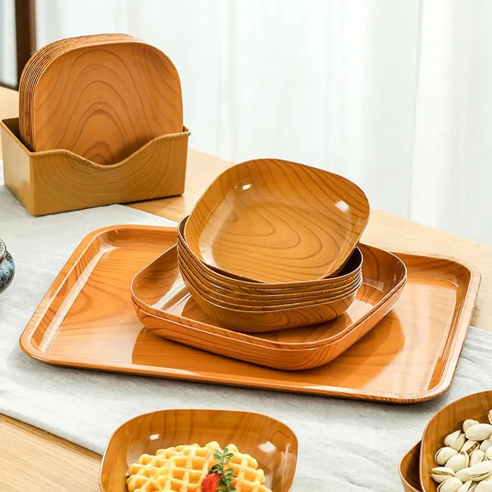 Japanese Wood Grain Square Plate