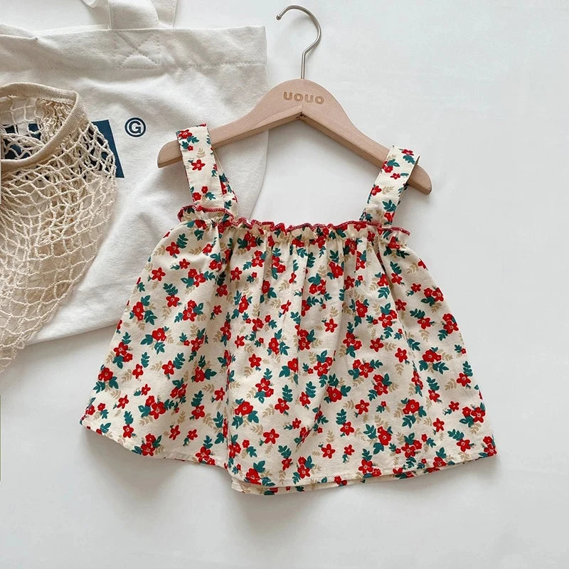 Girls Suspender Skirt & Shorts Set – Summer Outfit