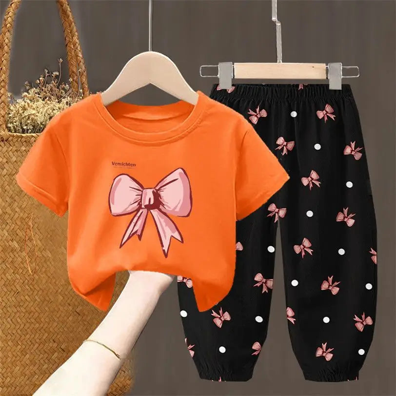 Girls Summer T-Shirt & Pants Set – 2PCS Toddler Outfit