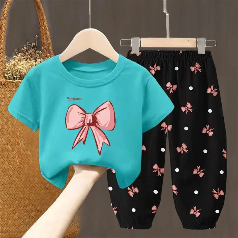 Girls Summer T-Shirt & Pants Set – 2PCS Toddler Outfit