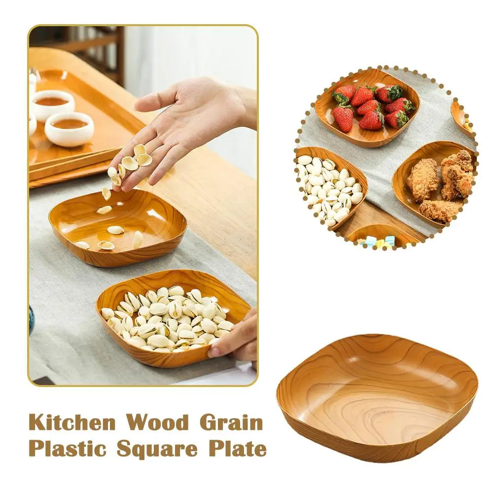 Japanese Wood Grain Square Plate