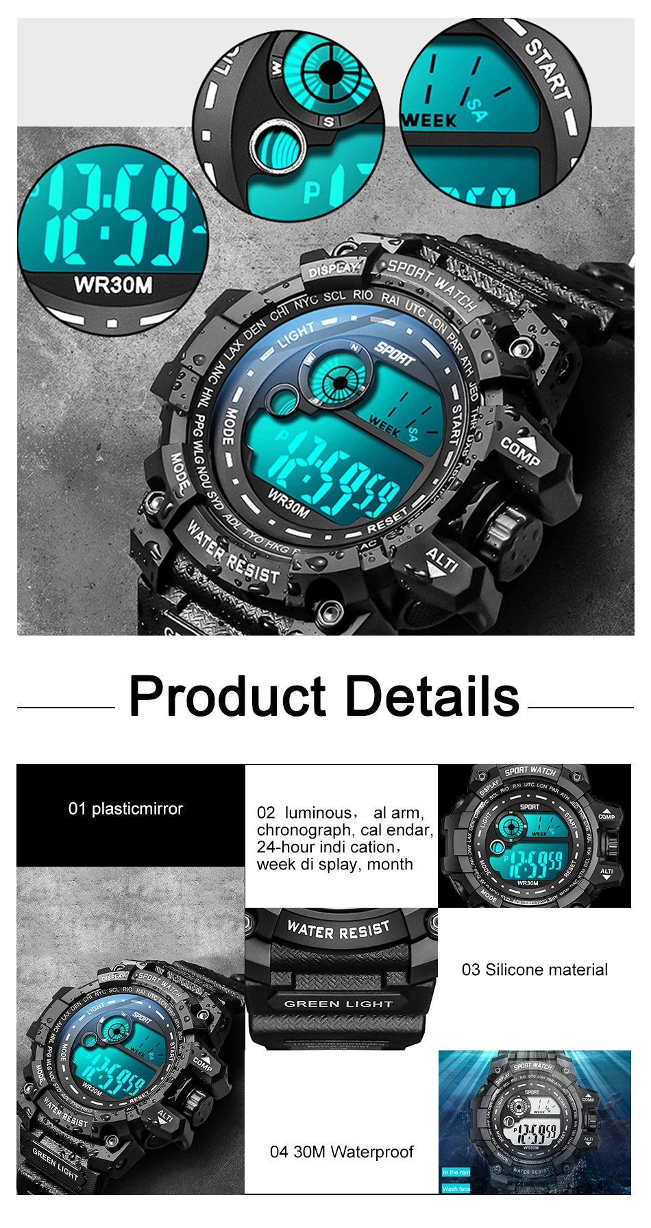Men's LED Digital Sport Watch