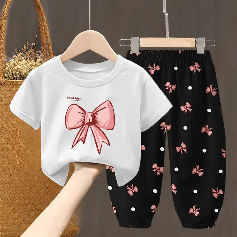 Girls Summer T-Shirt & Pants Set – 2PCS Toddler Outfit