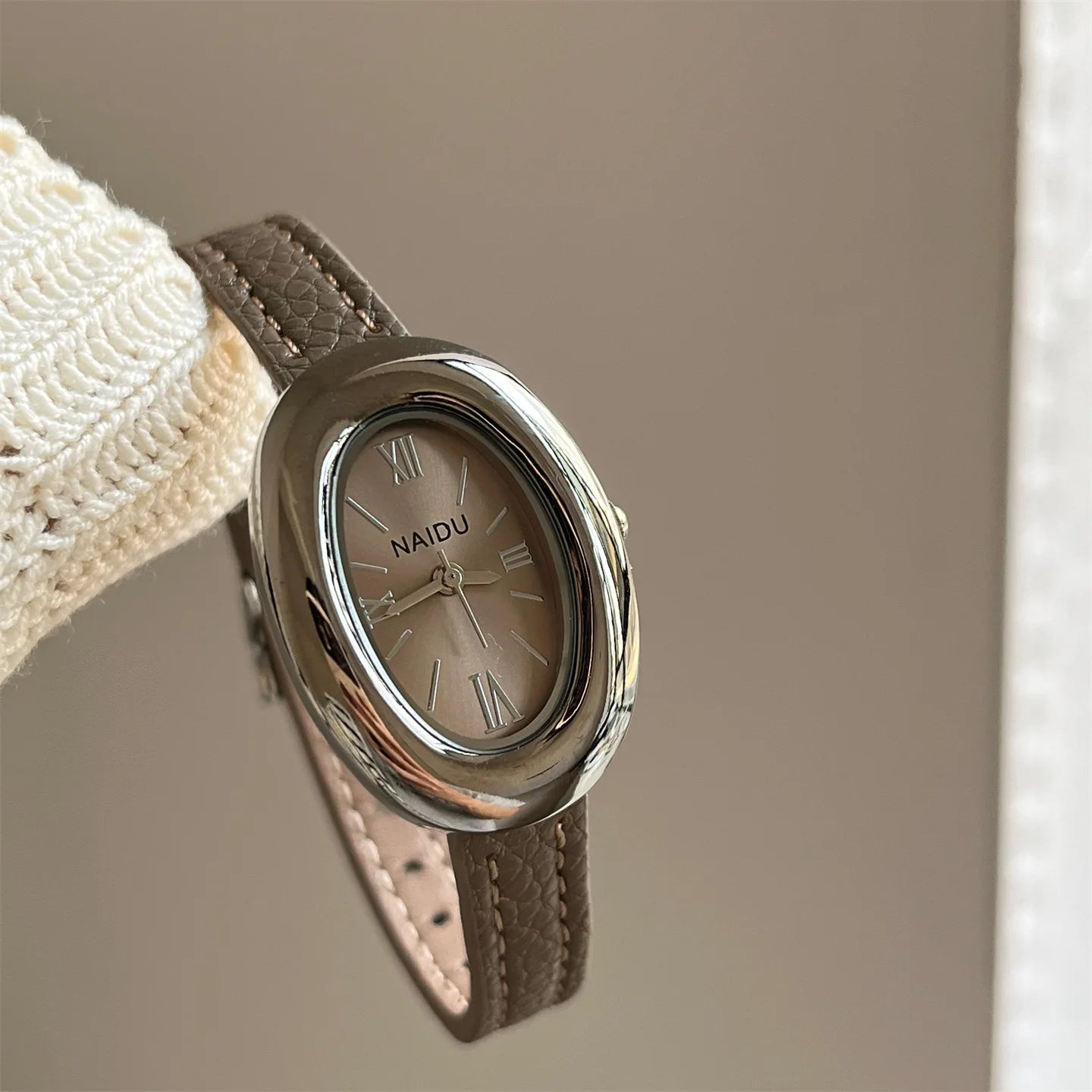Women's Vintage Oval Dial Leather Watch