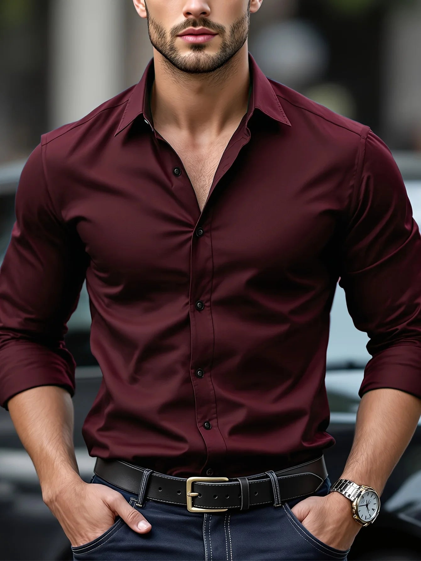 Men's Long Sleeve Stretch Shirt