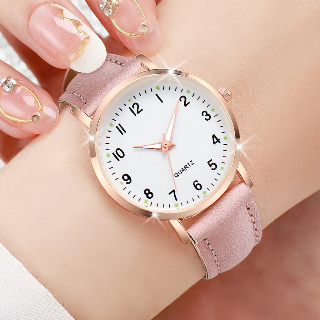 Fashion Women Watches Casual Arabic Dial Ladies Leather Band Quartz Watch Reloj Mujer Girls Clock Gift