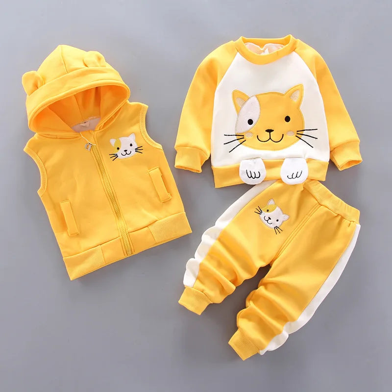 Baby Fleece Hooded Outfit Set