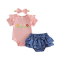 Baby Girl Floral Jumpsuit & Denim Shorts Set